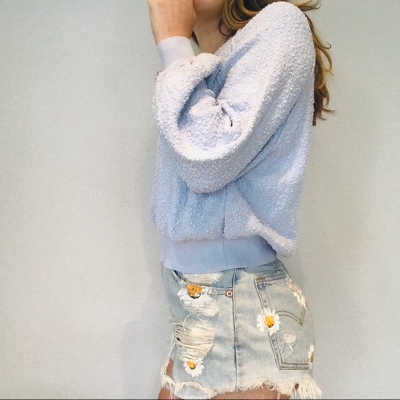 Free People boucle periwinkle pullover sweater - Picture 4 of 8